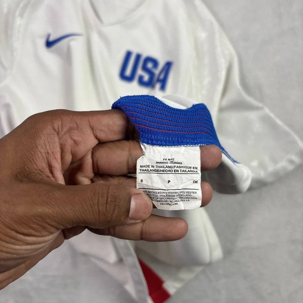 Nike Dri-Fit Stadium USA 2016 White Soccer Jersey Olympic Men's Small Stains